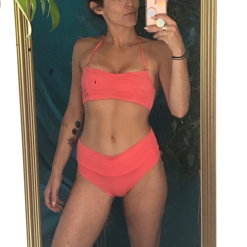 Coral/print Reversible Bikini